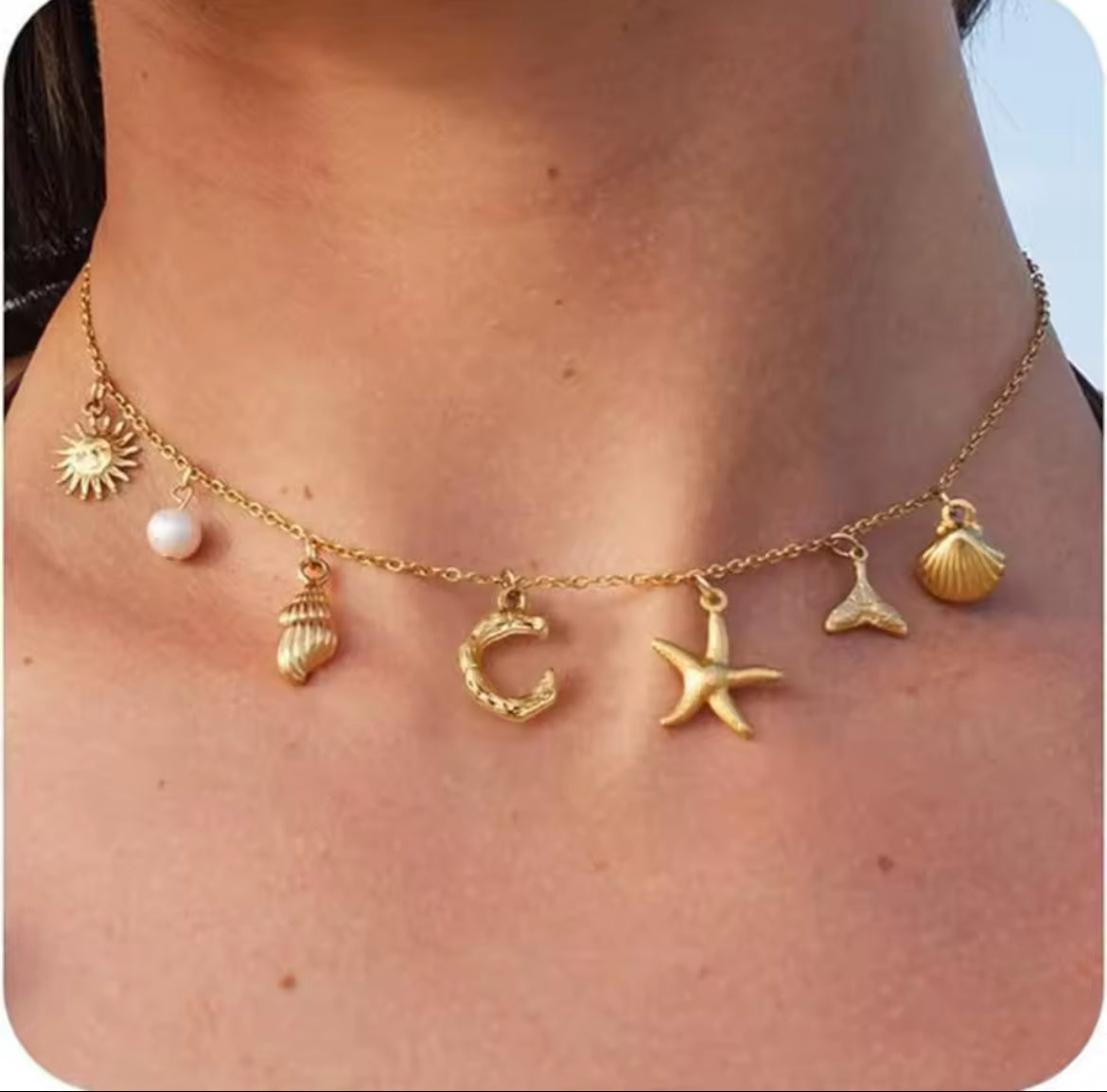 C initial gold necklace
