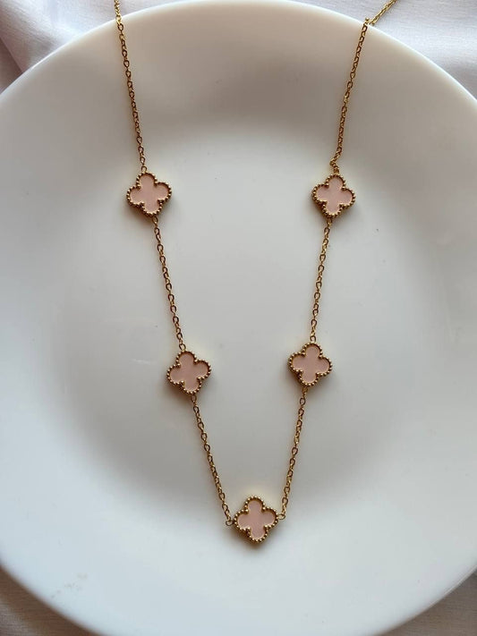 Matte pink vanclef necklace