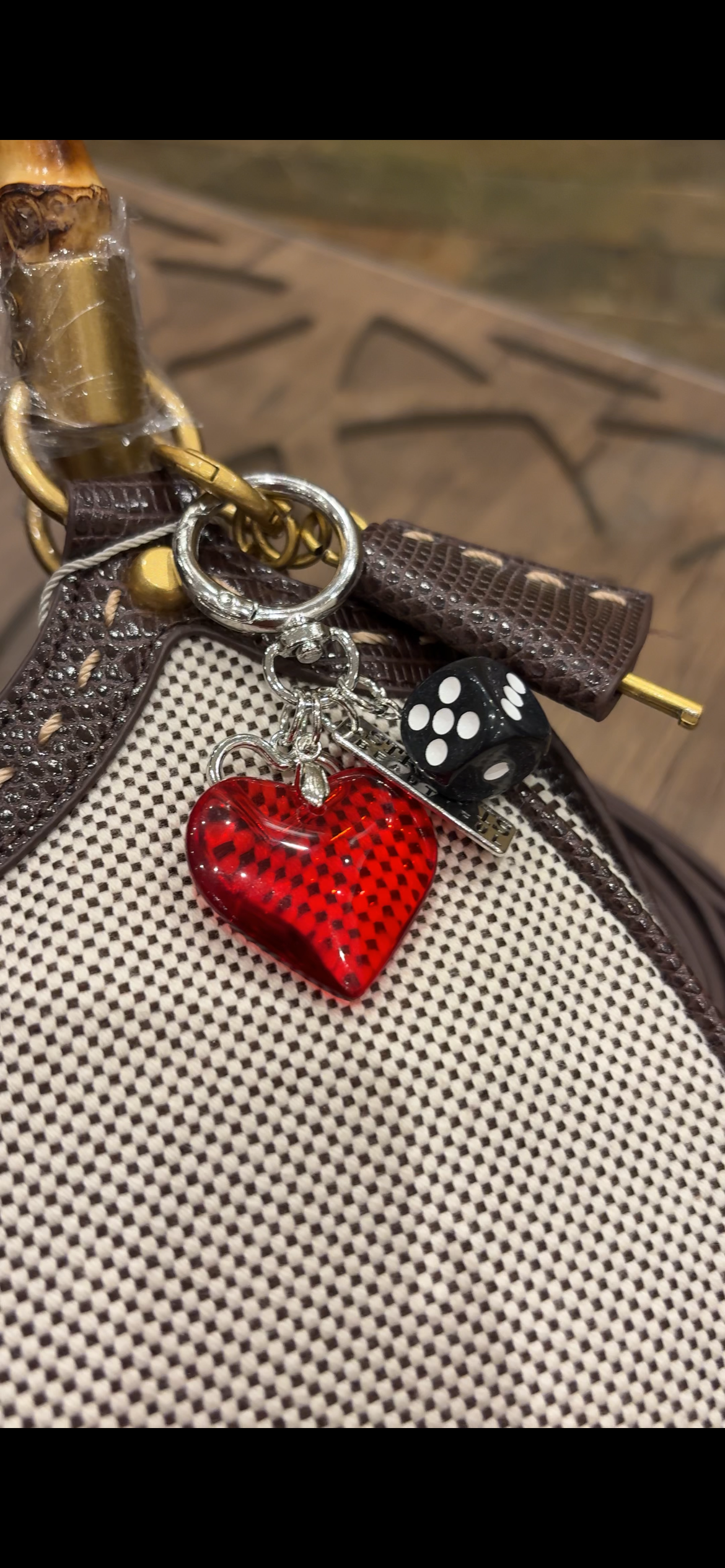 heart chain bag charm