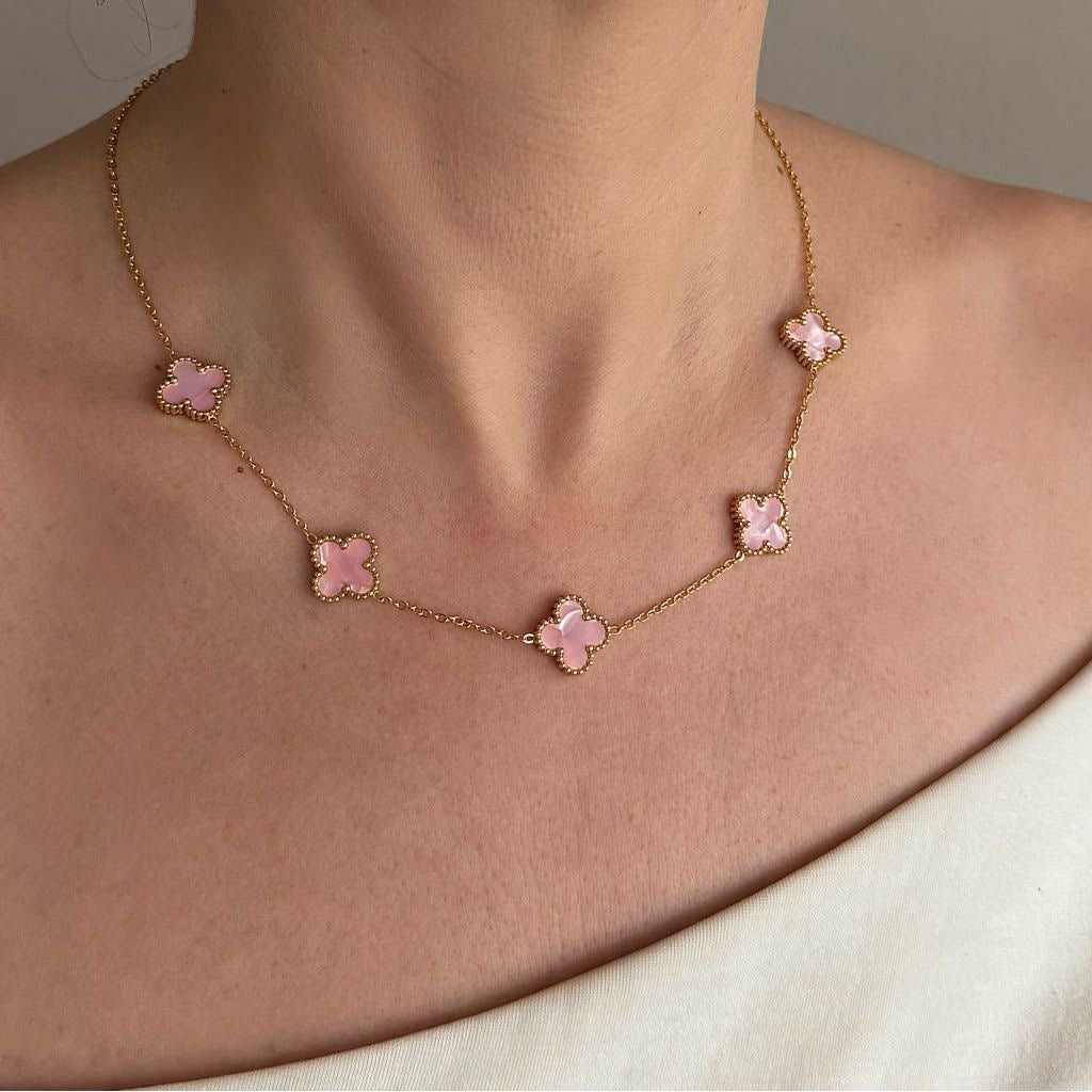 Shinny pink vanclef necklace