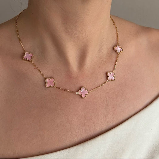 Shinny pink vanclef necklace