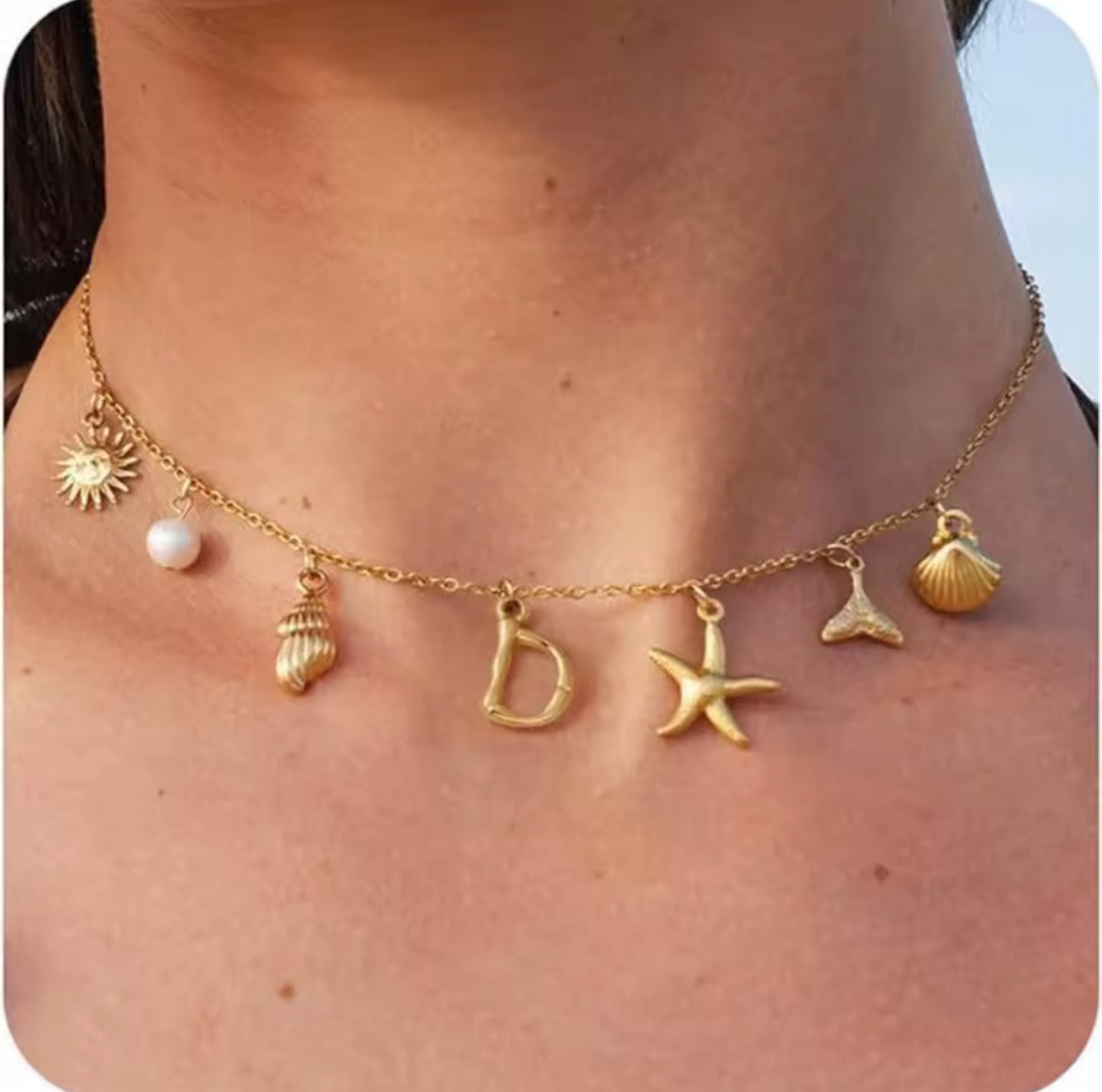 D initial gold necklace