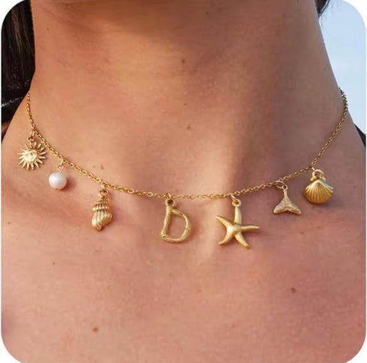D initial gold necklace