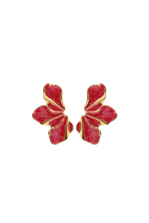 Pink half petal bohemian earrings
