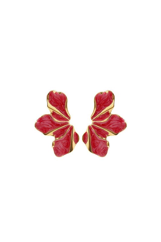Pink half petal bohemian earrings