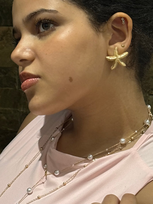 Gold starfish earrings