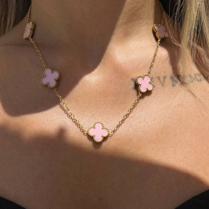 Matte pink vanclef necklace