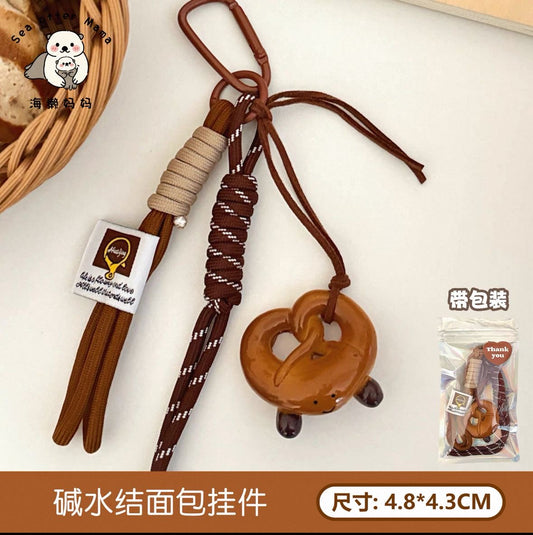 Pretzel chain bag charm