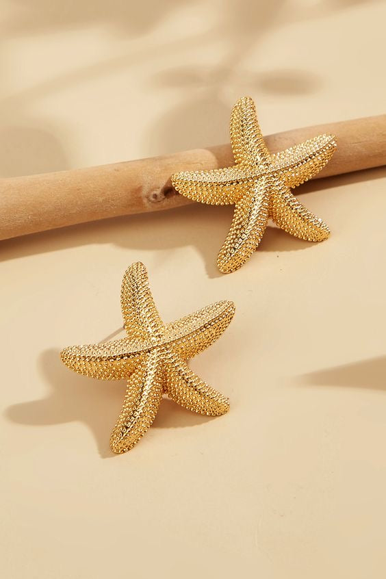 Gold starfish earrings