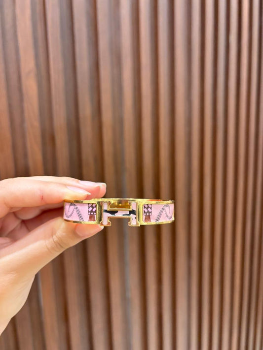 Pink patterned hermes bracelets