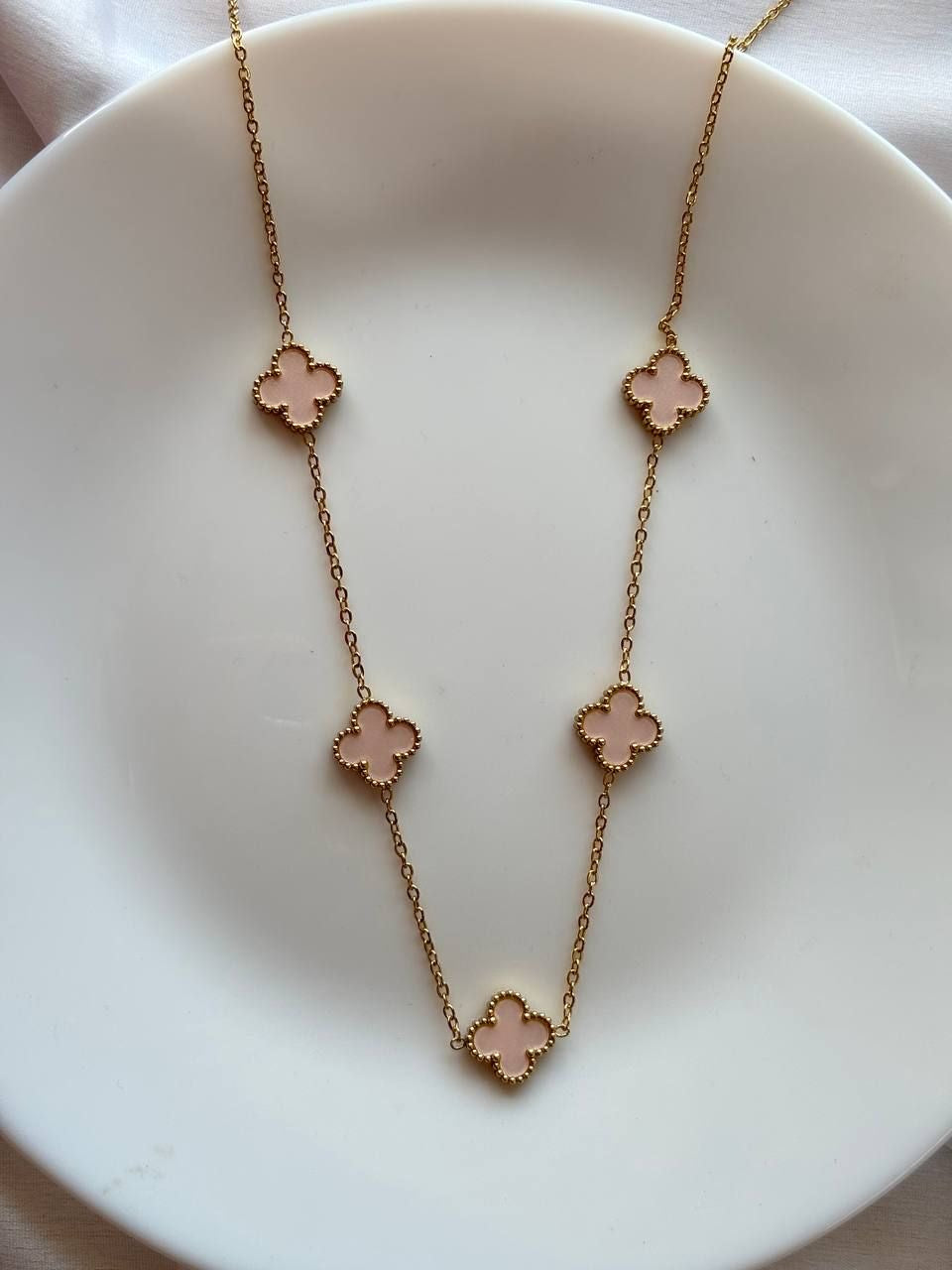 Matte pink vanclef necklace