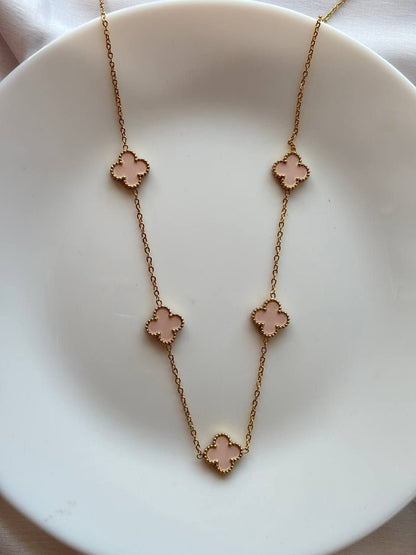 Matte pink vanclef necklace