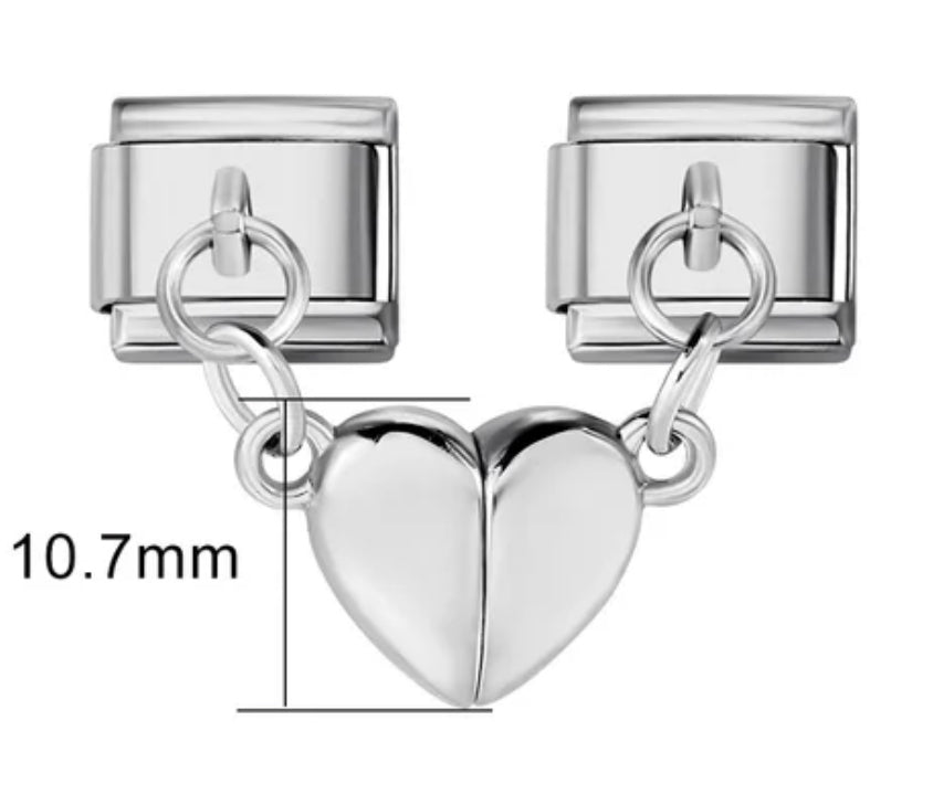 Magnetic matching silver heart (2 charms)