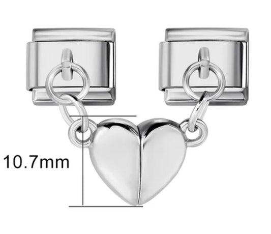 Magnetic matching silver heart (2 charms)