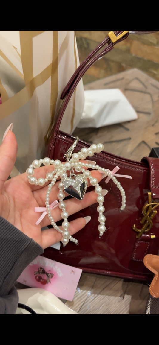 ribbon chain bag charm